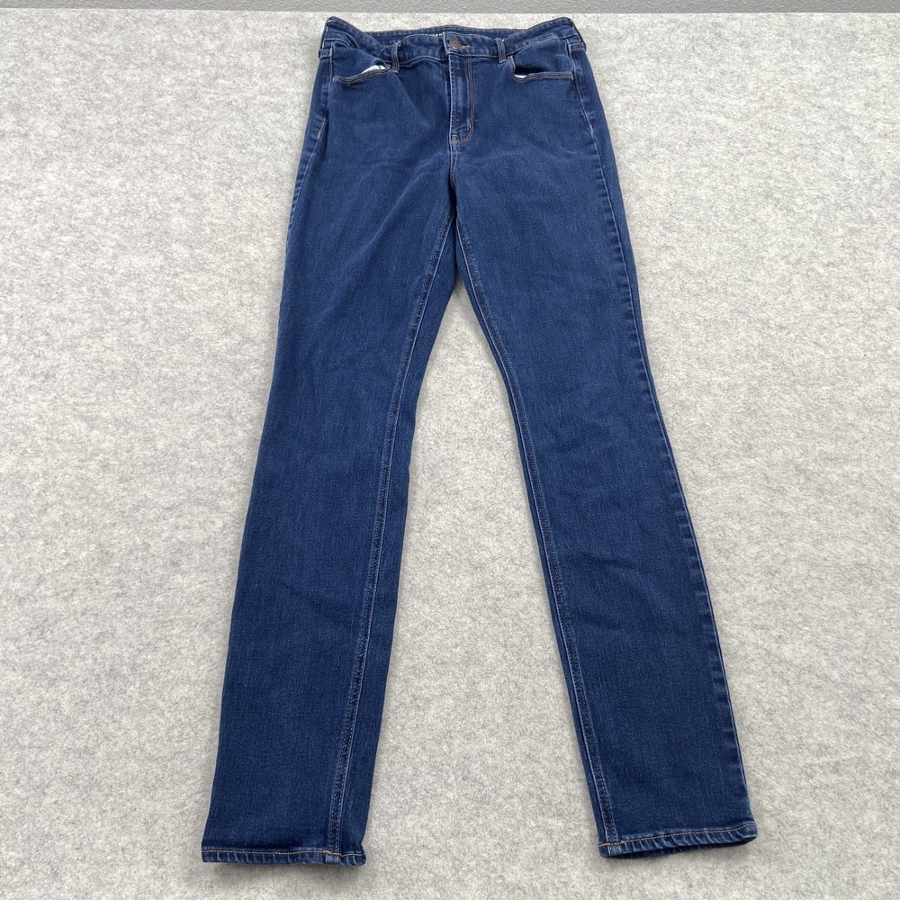 Old Navy High-Rise Straight Jeans Womens 12 Tall (29x32) Blue Wash Stretch Denim